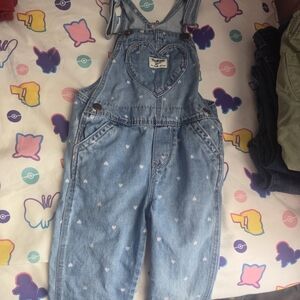 OshKosh B'gosh Blue Denim Overalls with Heart Accents